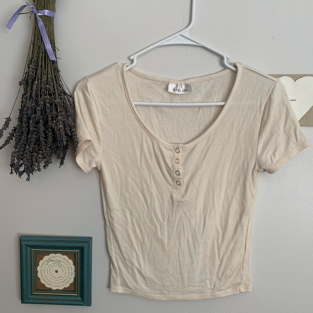 B The Label Cropped Henley Tee